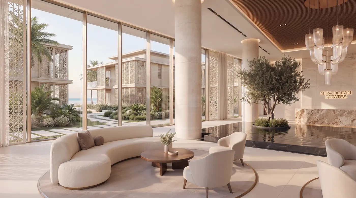 The hotel lobby